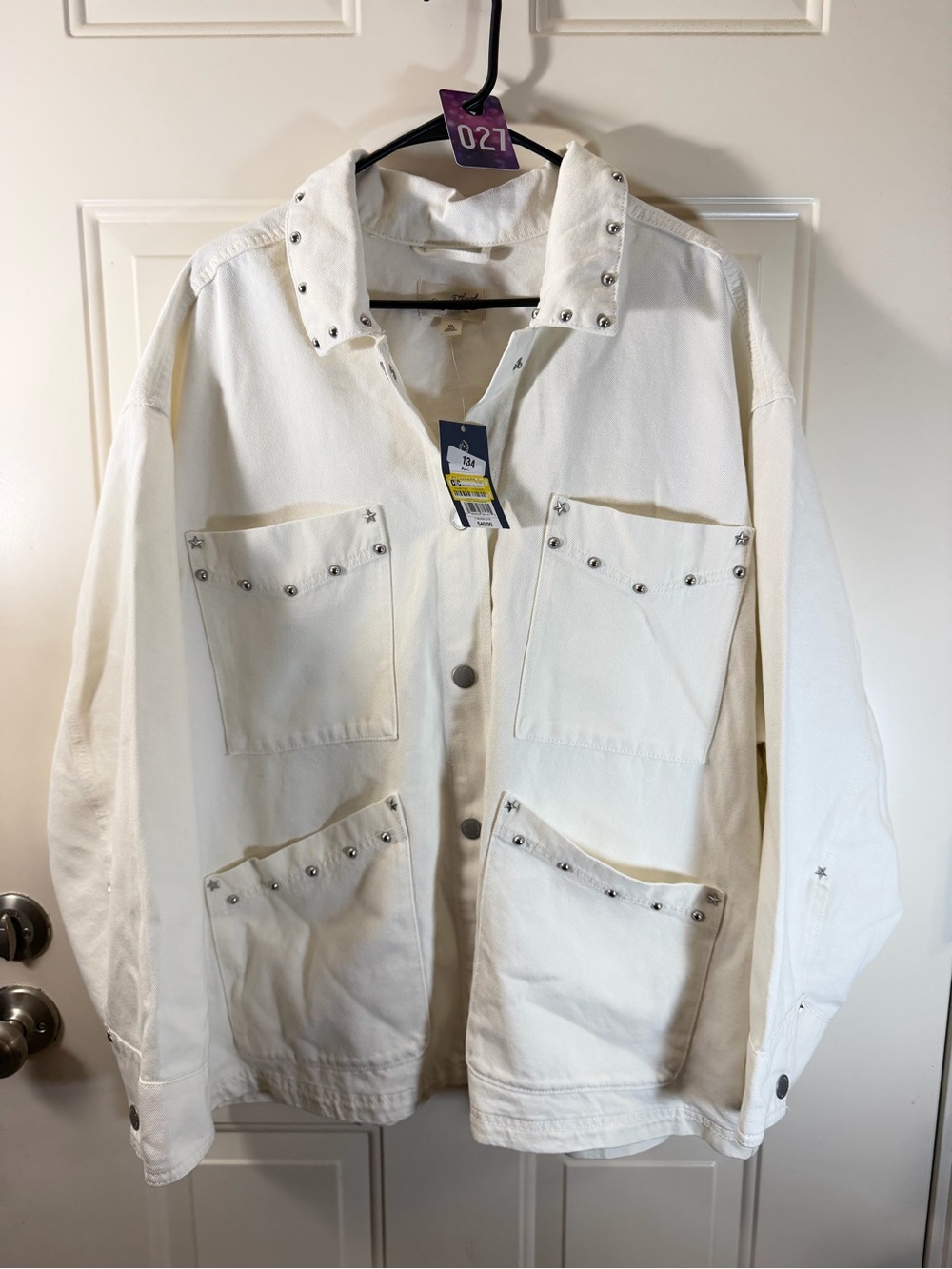 Universal Thread Studded Utility Jacket Women’s XXL White NWT 027
